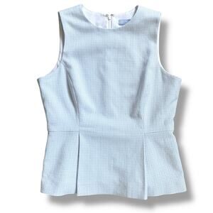 Antonio Melani Gingham Top Sleeveless Peplum Sz 10 White Blue Born on Fifth NWT
